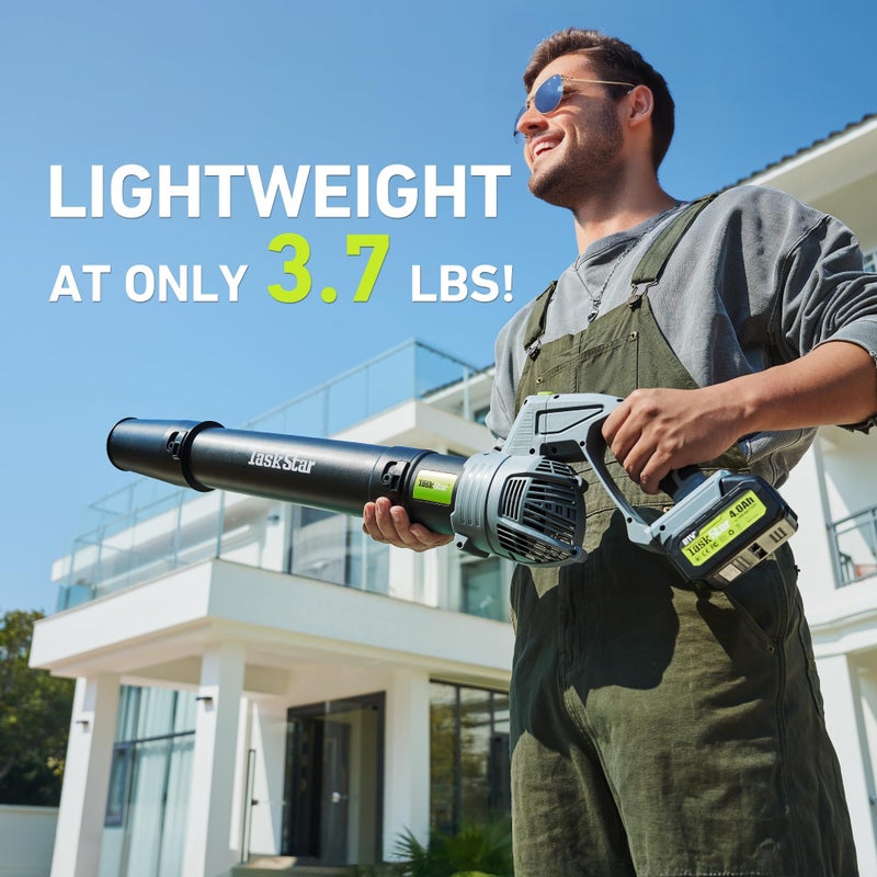 Taskstar Leaf Blower for Lawn: 550CFM Battery Electric Cordless Small Blower with Swivel Head Total 8.0 Ah Battery & Charger - Mini-Leaf for Decker Car Patio Yard - Image 4