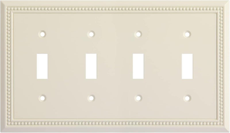 Henne Bery Sunken Pearls Heavy Duty Decorative Wall Plate Switch Plate Outlet Cover (Quad Toggle, Light Almond) - Image 1