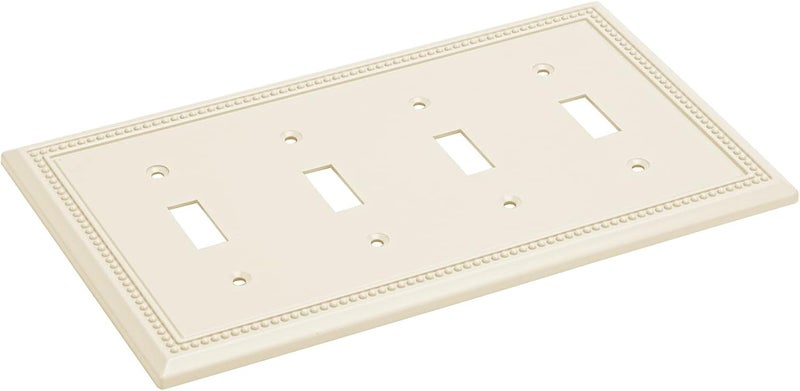 Henne Bery Sunken Pearls Heavy Duty Decorative Wall Plate Switch Plate Outlet Cover (Quad Toggle, Light Almond) - Image 2
