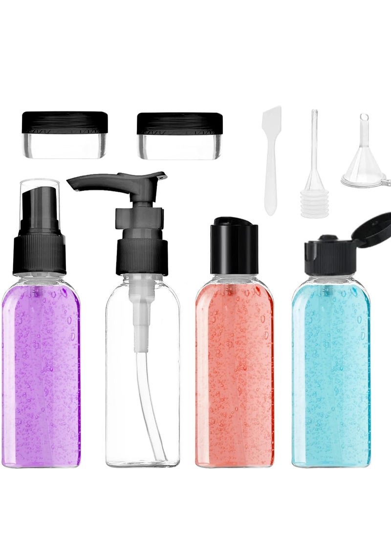 HASANAT ESSENTIALS 9in1 Pack Travel Bottles Clear Plastic Squeeze Bottles Flip Cap Plastic Bottle Travel Bottle Set Shampoo Lotions Body Soap Creams Travel Bottles for Toiletries Kit Refillable Dispenser - Image 1
