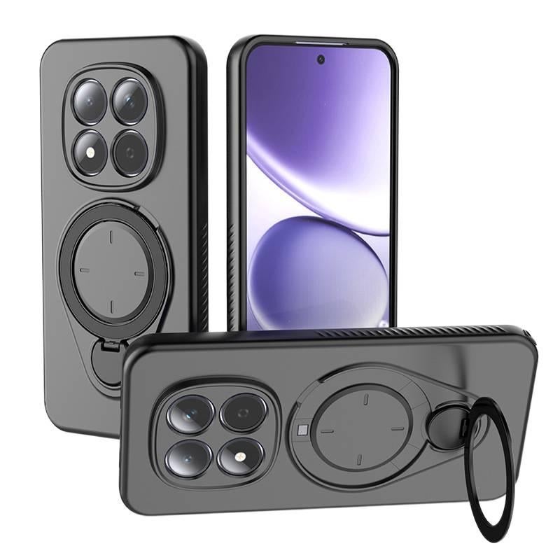 BB غطاء MagSafe بTPU+PC لـ Redmi Note 15 مع حماية من السقوط وحامل مع مقاوم للصدمات مع مغناطيسي قوي مع درع حلقي 360 باللون أسود بوظيفة حامل من مادة TPU باللون الأسود باللون الأحمر - Image 1