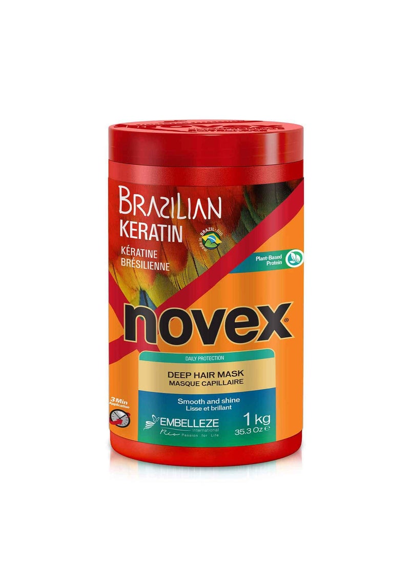 NOVEX NOVEX Hair Conditioning Mask, Keratin for Frizz Control & Damage Repair, Ultra Concentrated Formula, 1kg / 35.3 oz 