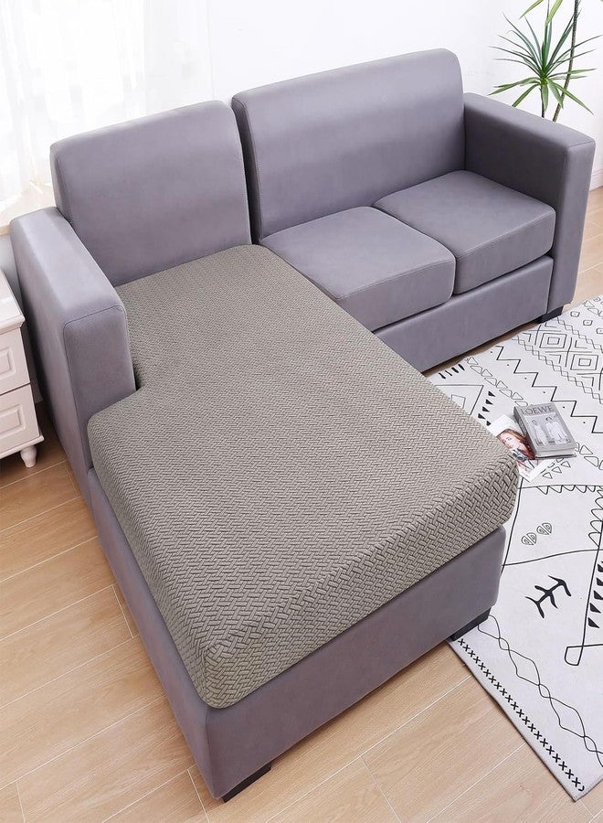 smiry Waterproof Couch Cushion Covers, Stretch Jacquard Sectional Couch Covers, L Shape Sofa Cushion Covers, Washable Chaise Lounge Cover Elastic Furniture Protector (Chaise Cover, Taupe) - Image 5