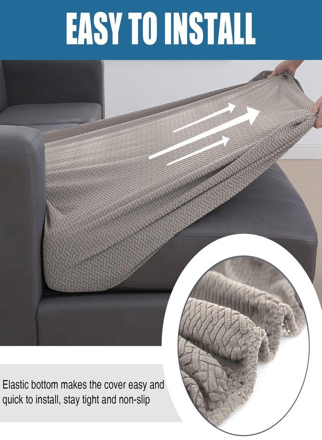 smiry Waterproof Couch Cushion Covers, Stretch Jacquard Sectional Couch Covers, L Shape Sofa Cushion Covers, Washable Chaise Lounge Cover Elastic Furniture Protector (Chaise Cover, Taupe) - Image 4