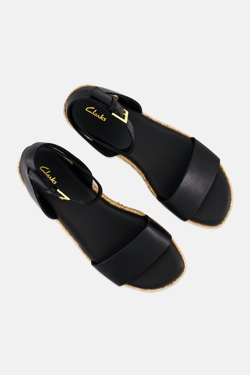 clarks Women Adjustable Buckle Sandal, Black - Image 4