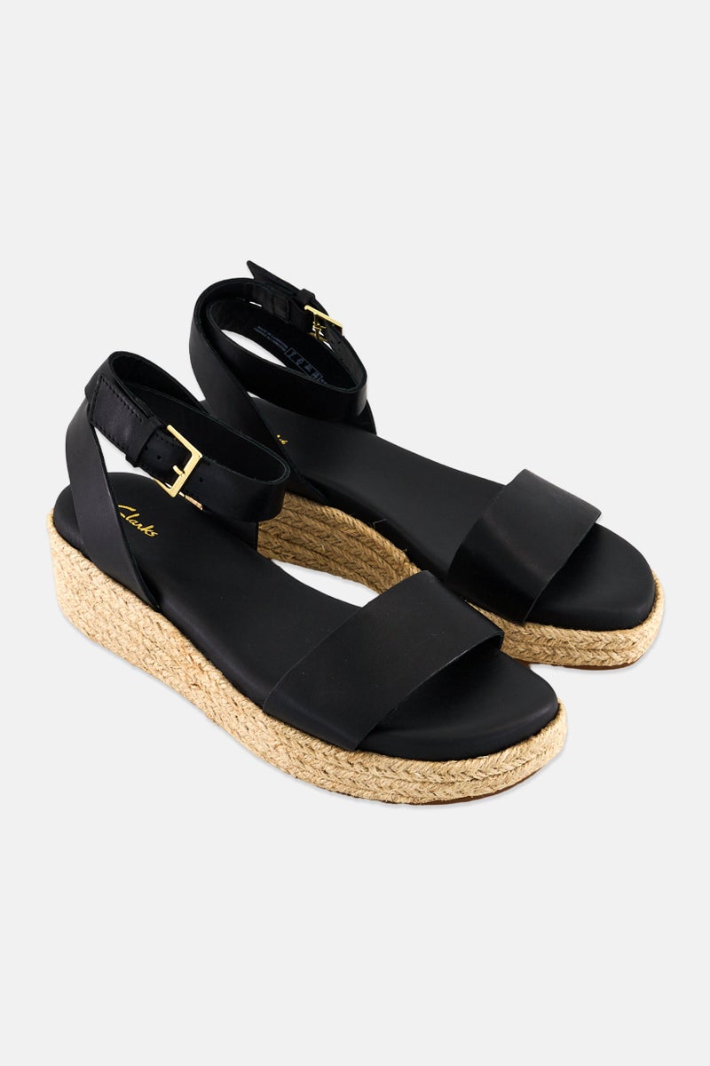 clarks Women Adjustable Buckle Sandal, Black - Image 1