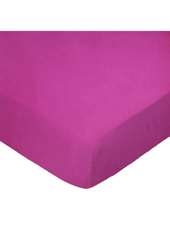 SHEETWORLD.COM SheetWorld Fitted 100% Cotton Percale Pack N Play Sheet Fits Graco 27 x 39, Hot Pink Woven, Made in USA - Image 1