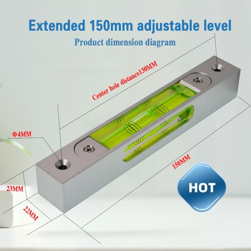 The Yan He High precision aluminum alloy metal adjustable level bubble small square bar luminous magnetic length 150 hole pitch 130MM - Image 3