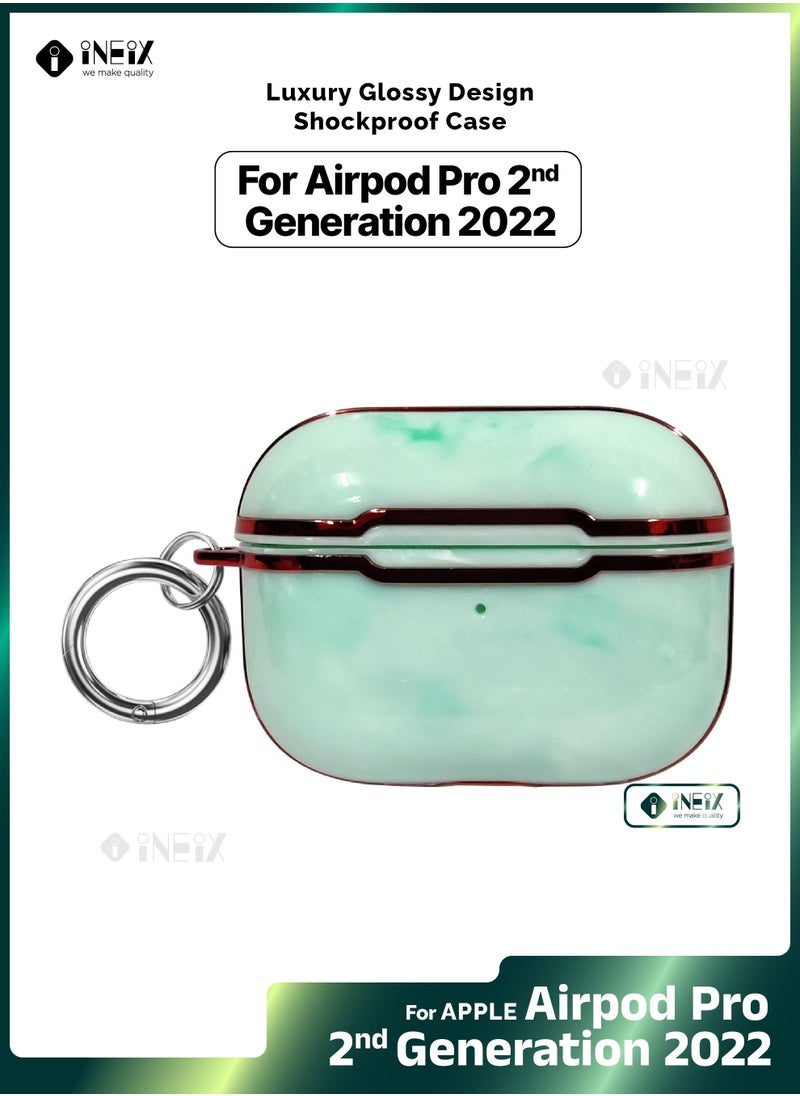 INEIX - Luxury Glossy Design Shockproof Case for Apple Airpod Pro 2-2022-Green/ Red - Image 1