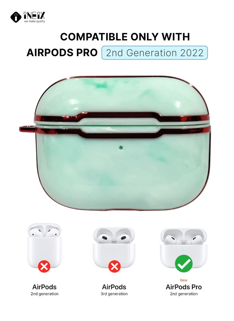 INEIX - Luxury Glossy Design Shockproof Case for Apple Airpod Pro 2-2022-Green/ Red - Image 1
