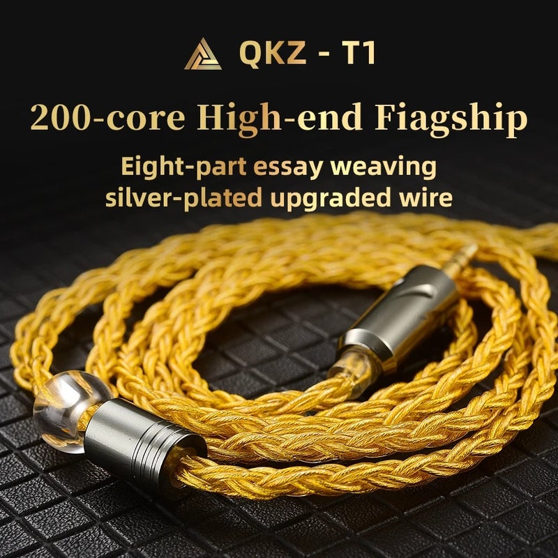 QKZ T1 Earphone Cable QDC Type Copper Silver-plated Upgrade Cable 3.5mm Wired Headphones For KZ ZSN PRO ZS10 pro EDX TRN Cca, Silvery - Image 3