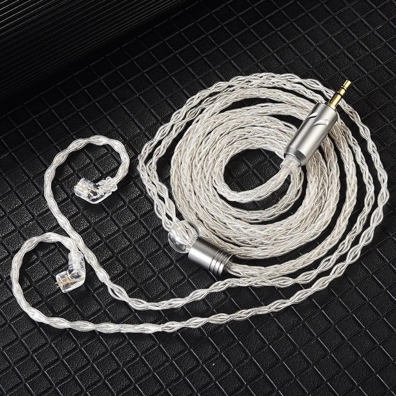 QKZ T1 Earphone Cable QDC Type Copper Silver-plated Upgrade Cable 3.5mm Wired Headphones For KZ ZSN PRO ZS10 pro EDX TRN Cca, Silvery - Image 1