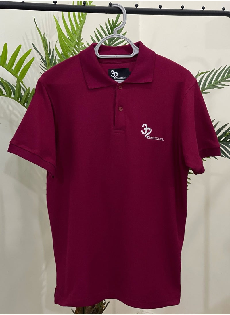 THIRTYTWO Polo T-Shirts Loose Fit Cotton Crewneck Short Sleeve MAROON 