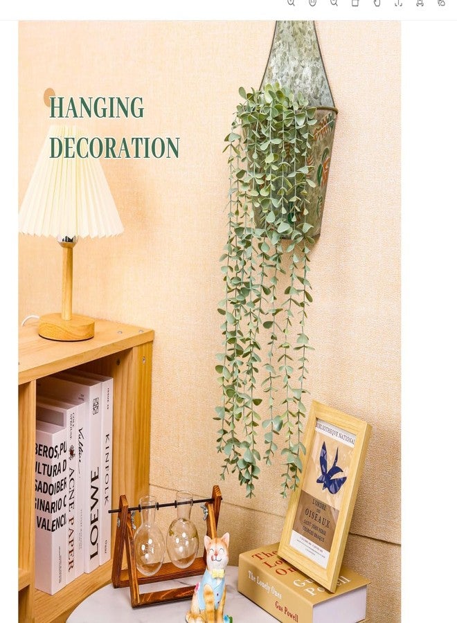 Der Rose 1Pcs Fake Plants Hanging Artificial Potted Faux Eucalyptus Plants for Modern Boho Farmhouse Bathroom Office Desk Wall Book Shelf Living Room Aesthetic Decor Indoor - Image 4