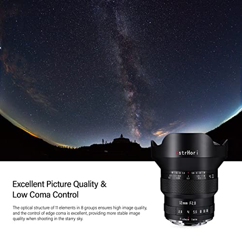 AstrHori 12mm F2.8 Full Frame Manual Fisheye Lens 185 Ultra Wide Angle for Sony E, Alpha, A7, A9, NEX-5, A6000 - Image 3