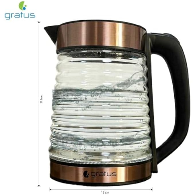 gratus Premium Electric Borosilicate Kettle Aesthetic Led Light Design No Dry Run Cordless Base 1Year Warranty Model Gkp3000 - Image 5