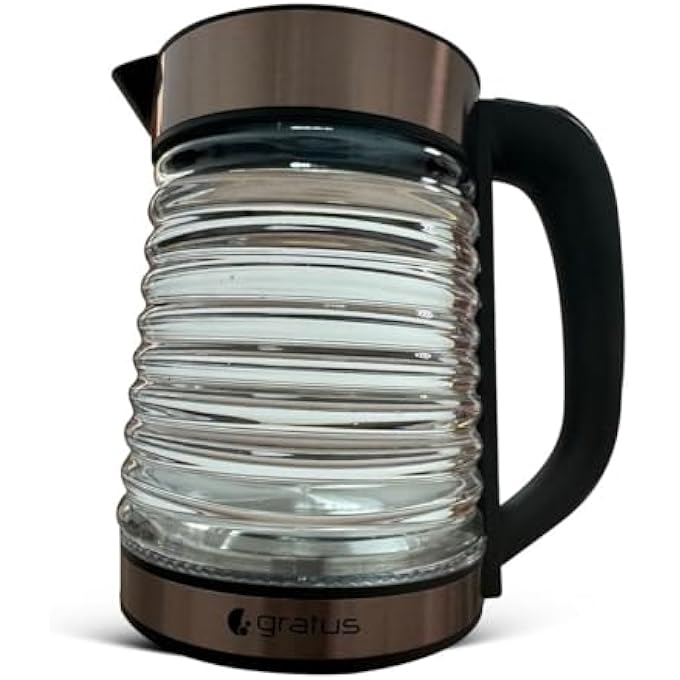 gratus Premium Electric Borosilicate Kettle Aesthetic Led Light Design No Dry Run Cordless Base 1Year Warranty Model Gkp3000 - Image 1