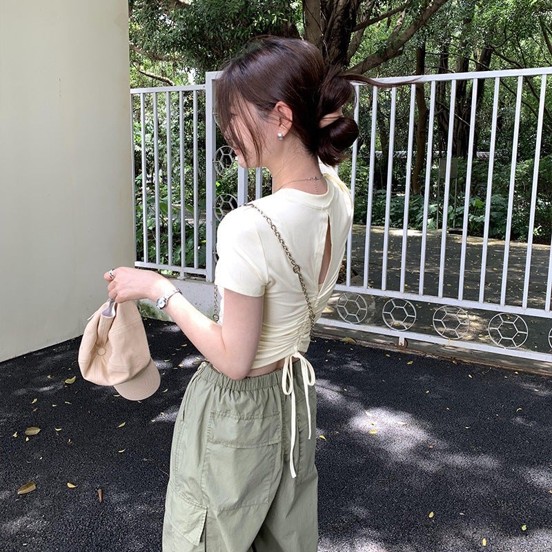 Cool Silk Cotton White Short-Sleeve T-Shirt For Women, 2025 Summer Slim Fit Solid Color Base Shirt With Regular Shoulders And Half Sleeves - Image 4