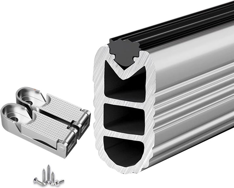 LZMZMQ Oval Closet Rod with End Supports, Bedroom/Wardrobe/Laundry Room Hanging Clothes Rod Water/Rust Proof Aluminum, 15" 20" 28" 30" 32" 36" 40" 45" 50" 60" Custom(Silver,Closet Width 18 inch) - Image 1
