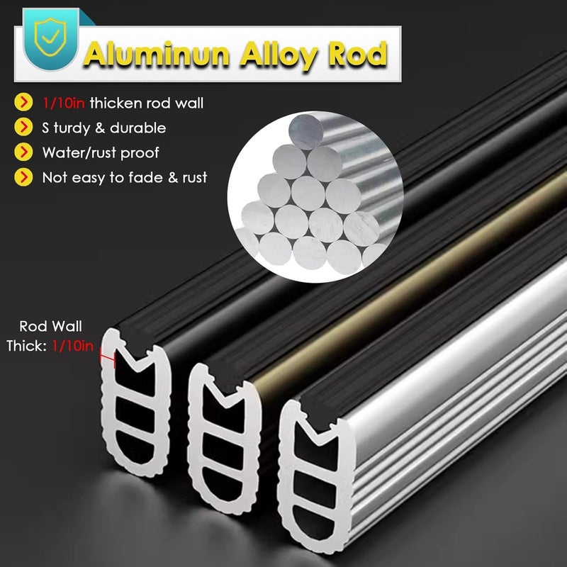 LZMZMQ Oval Closet Rod with End Supports, Bedroom/Wardrobe/Laundry Room Hanging Clothes Rod Water/Rust Proof Aluminum, 15" 20" 28" 30" 32" 36" 40" 45" 50" 60" Custom(Silver,Closet Width 18 inch) - Image 4