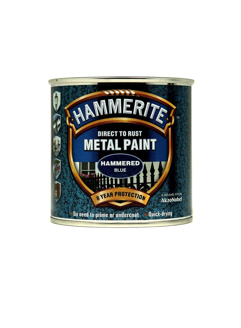 هامريت Hammerite 5092936 دهان معدني مباشر إلى الصدأ - لمسة نهائية زرقاء مطروقة 250 مل - Image 1