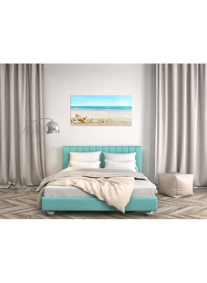 DZL Art S73950 ديكور صورة الشاطئ لوحة المحيط قماش فنون الجدران مطبوعات نجمة البحر وقوقعة على الشاطئ الرملي جاهزة للتعليق لغرفة المعيشة غرفة النوم مكتب ديكور الجدران تزيين المنزل - Image 5