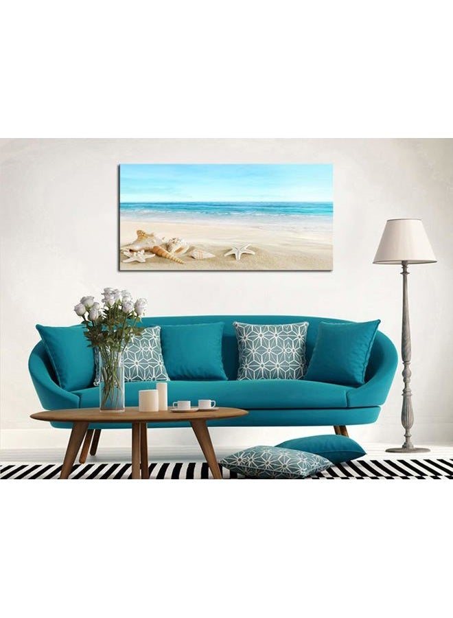 DZL Art S73950 ديكور صورة الشاطئ لوحة المحيط قماش فنون الجدران مطبوعات نجمة البحر وقوقعة على الشاطئ الرملي جاهزة للتعليق لغرفة المعيشة غرفة النوم مكتب ديكور الجدران تزيين المنزل - Image 2