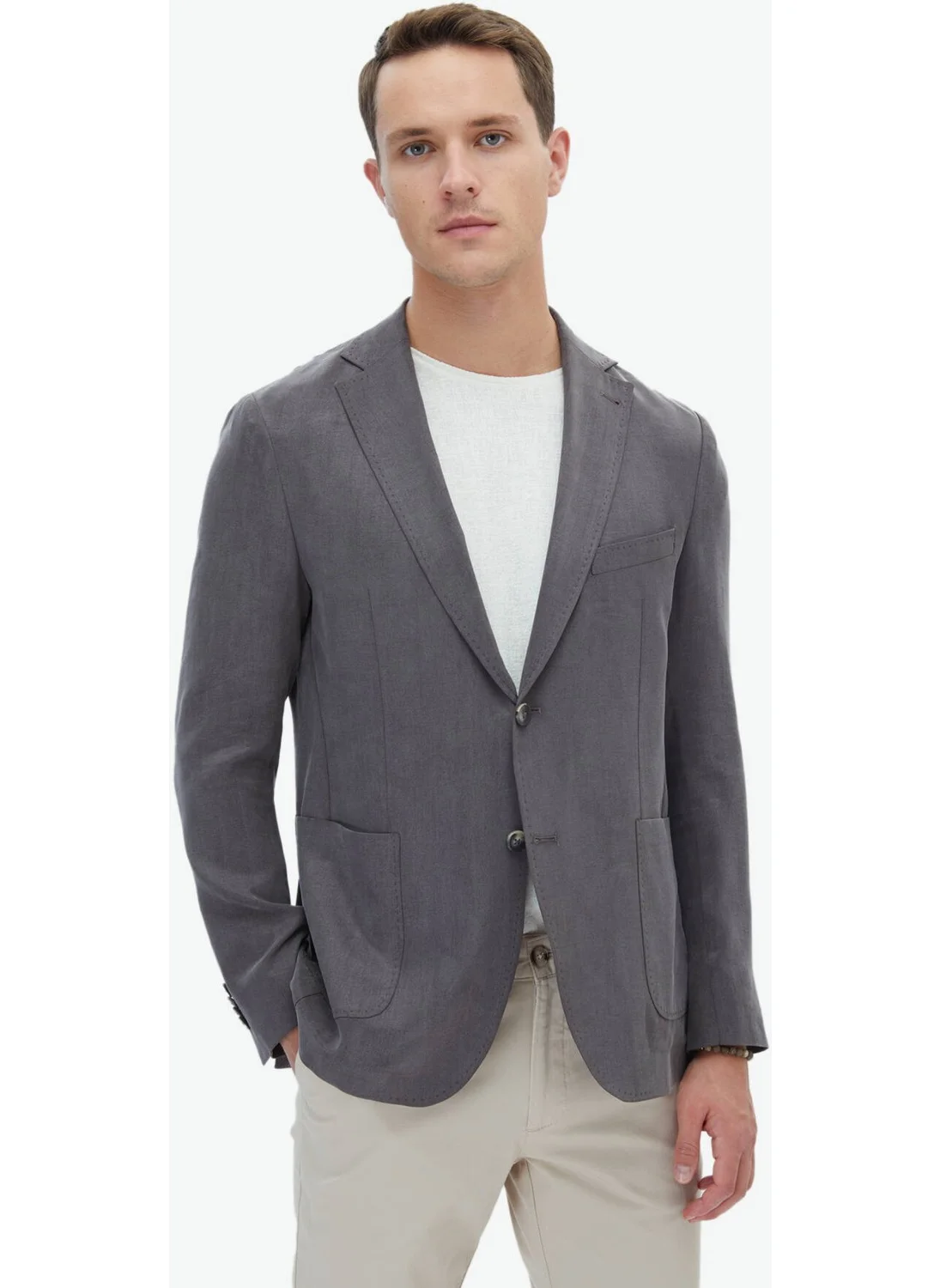 Kip Anthracite Plain Modern Fit Jacket