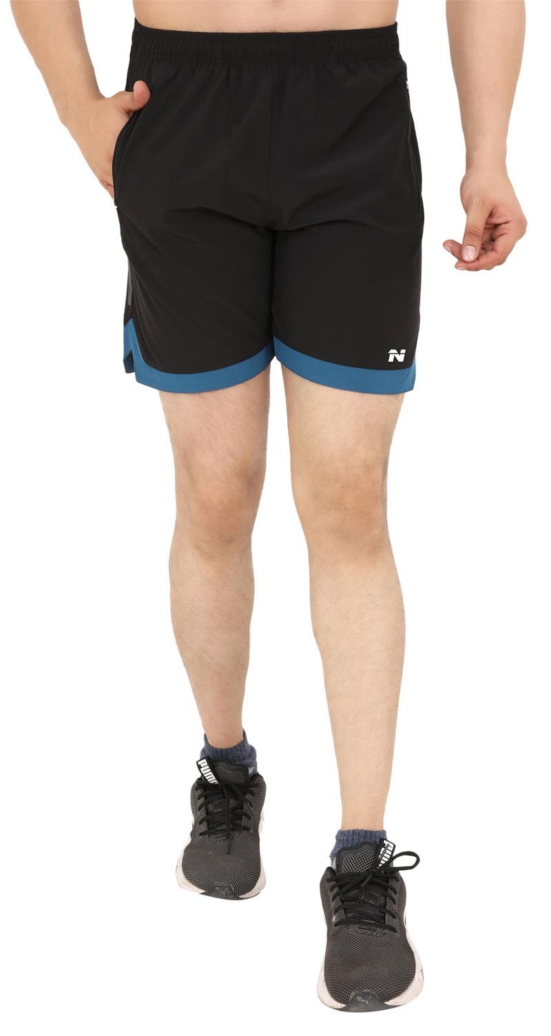NINQ Mens 2 Pack Polyester Yoga Short Men Summer Running Gym Sports Shorts with Pockets Shorts for Men (in, Alpha, M, Regular, Black Blue) - Image 5