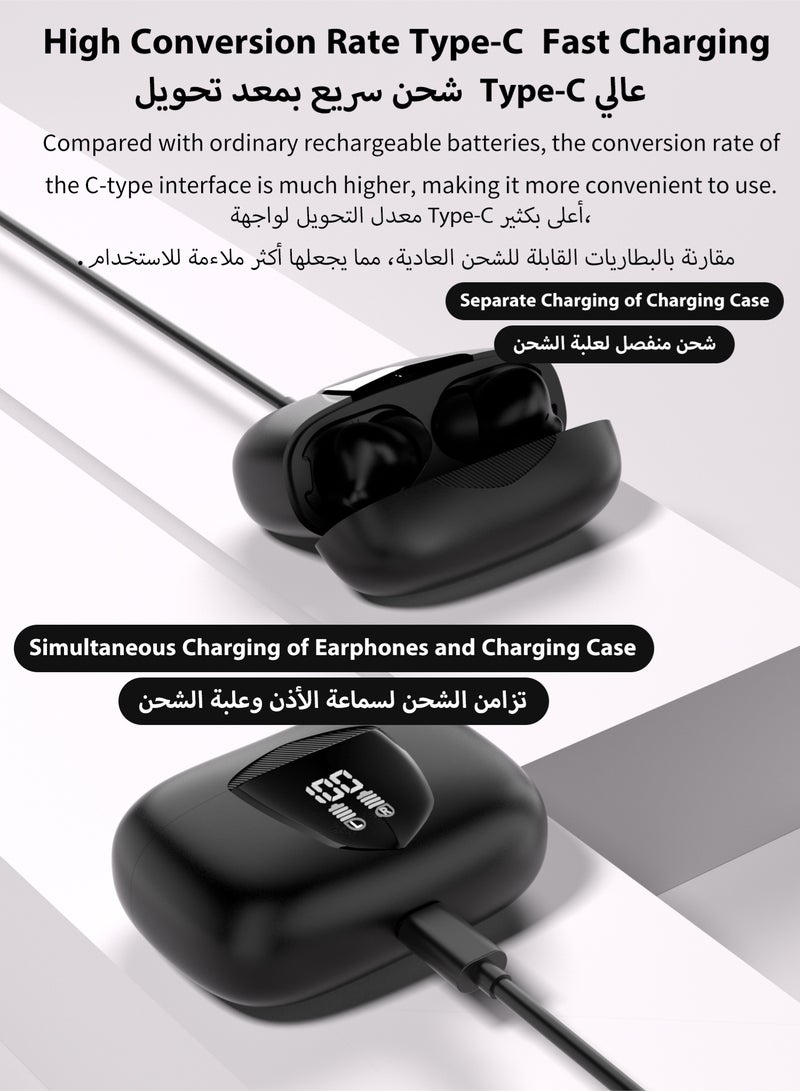 WAPIK Korean Brand RS1 Fully In-Ear True Wireless Earbuds & Earphones, Ultra-Light 3.9g, 13mm Dynamic Drivers, 4-Mic AI Clear Calls, ENC Noise Cancellation, 48H Playtime, LED Power Display, Deep Bass, IPX6 Waterproof, Black - Image 3