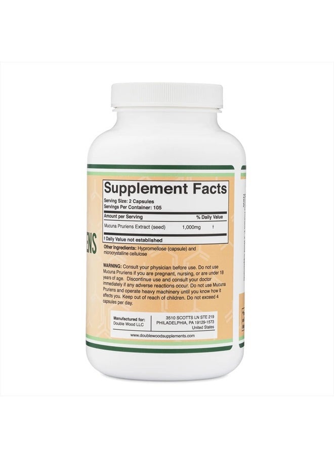 Double Wood Supplements - Mucuna Pruriens Extract 1,000Mg Per Serving 210 Capsules - Image 1