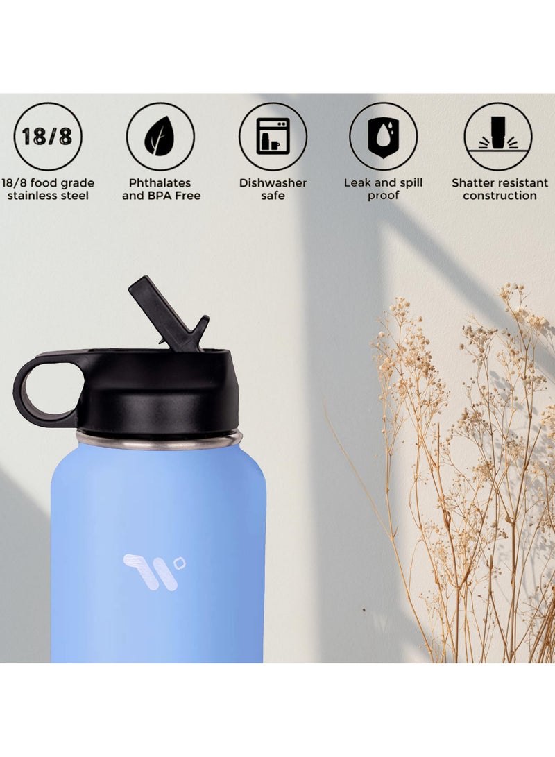 S2C Stainless Steel Water Bottle 1L (32 oz), Double Wall Vacuum Insulated Water Bottle, BPA-Free Water Bottle with Straw Lid for Kids & School, Thermos Flask for Hot & Cold Drinks - Image 3