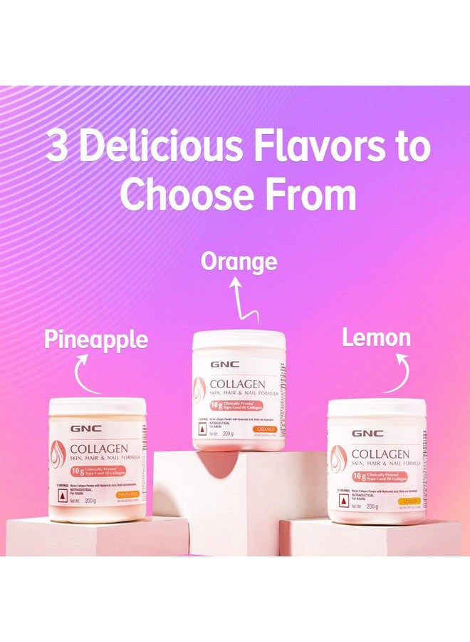 GNC Marine Collagen I India's Only 10g Clinically Proven Collagen (200g) I For Radiant & Youthful Skin|Reduces Fine Lines & Wrinkles|Added Hyaluronic Acid|Biotin & Vitamin C|Orange Flavour-Powder - Image 4