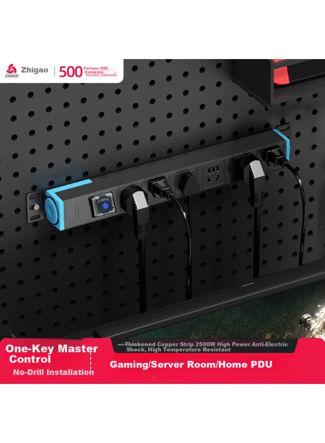 Chigo Pdu Power Strip Cabinet Socket Desktop Overload Overpower Protection Data Center Under-desk Gaming Power Strip Extension Board Six-outlet Wireless Master Control - Image 1