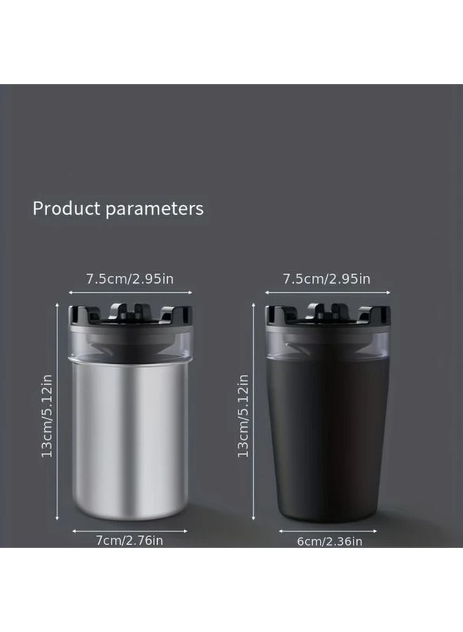 Black Smoke Absorbing Ashtray With Windproof Lid One Touch Operation Durable Plastic Cigarette Holder Portable Windproof Ash Can For Home Office Car - Image 3