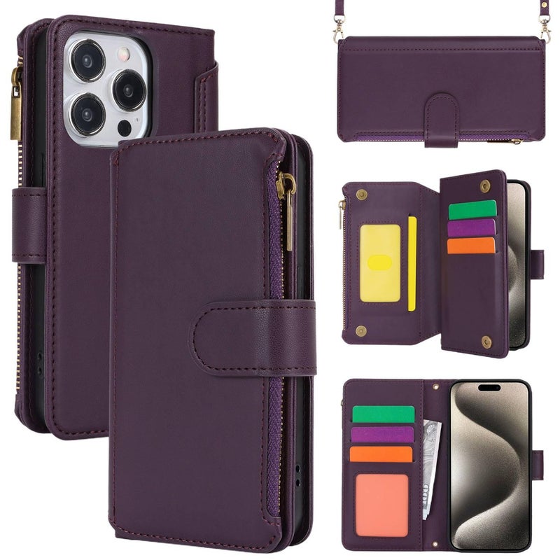 غطاء واقي | لـ iPhone 16 / 16 Plus / 16 Pro / 16 Pro Max | حامل بطاقات | بنفسجي - Image 1