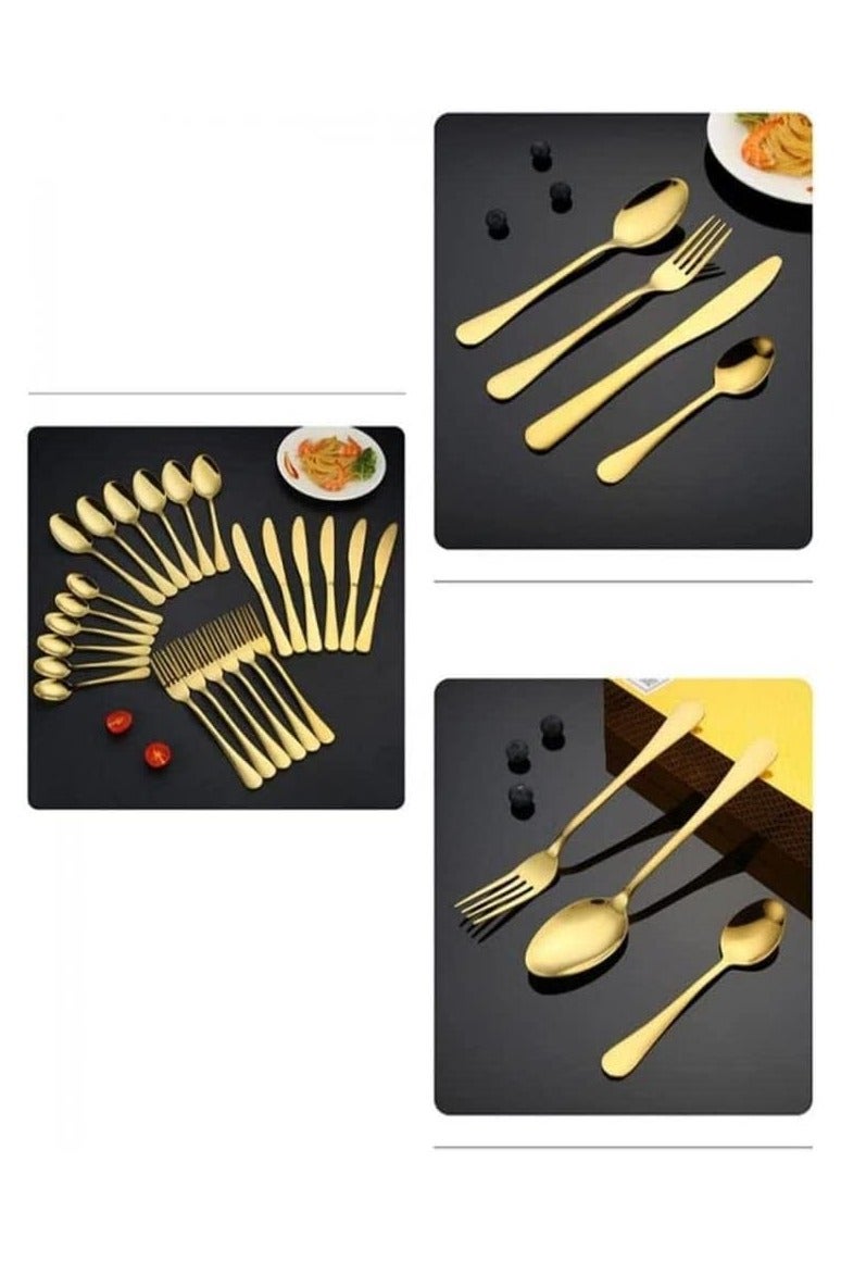 ام تي اس طقم أدوات مائدة وملاعق من الفولاذ المقاوم للصدأ MTS 304، طقم أدوات مائدة أنيق مع حقيبة سفر، طقم أدوات مائدة مسننة لمطعم منزلي لـ 6 أشخاص، علبة هدايا فاخرة، سطح مصقول مقاوم للصدأ - Image 3