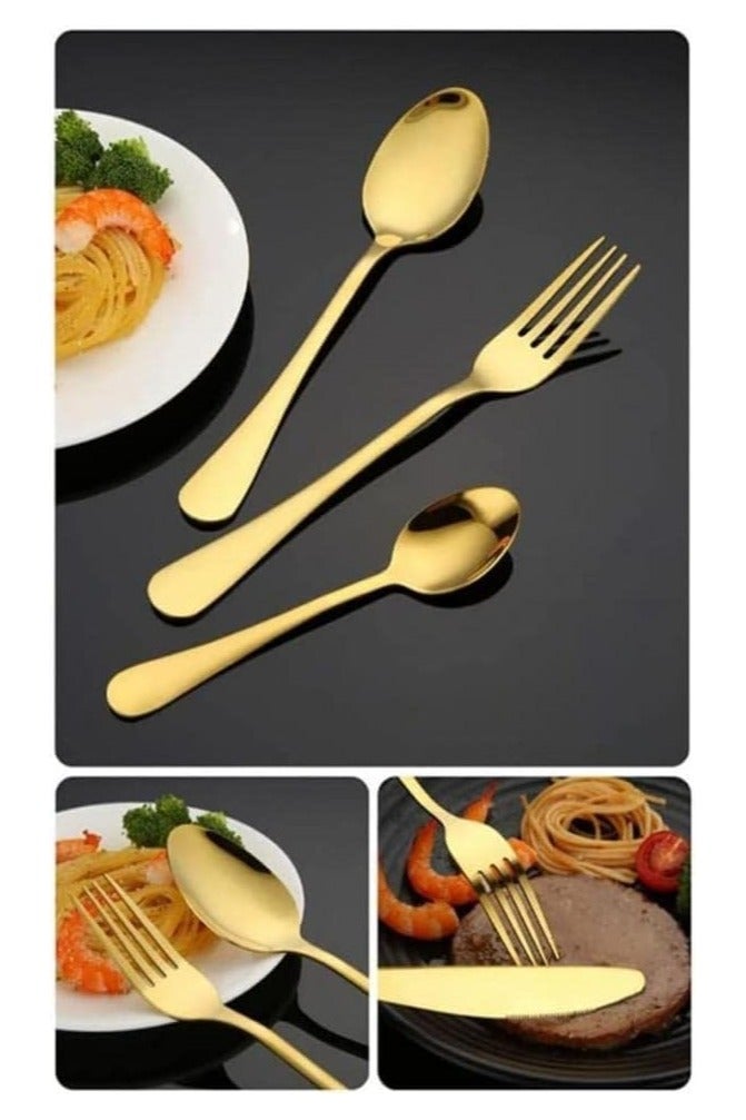 ام تي اس طقم أدوات مائدة وملاعق من الفولاذ المقاوم للصدأ MTS 304، طقم أدوات مائدة أنيق مع حقيبة سفر، طقم أدوات مائدة مسننة لمطعم منزلي لـ 6 أشخاص، علبة هدايا فاخرة، سطح مصقول مقاوم للصدأ - Image 4