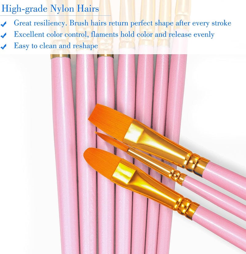 BOSOBO Paint Brush Set 2pcs 20pcs Nylon Acrylic Paint Brushes with Round Pointed Tip for Watercolor, Acrylic Oil, Facial Nail Art, Miniature Details - Image 4