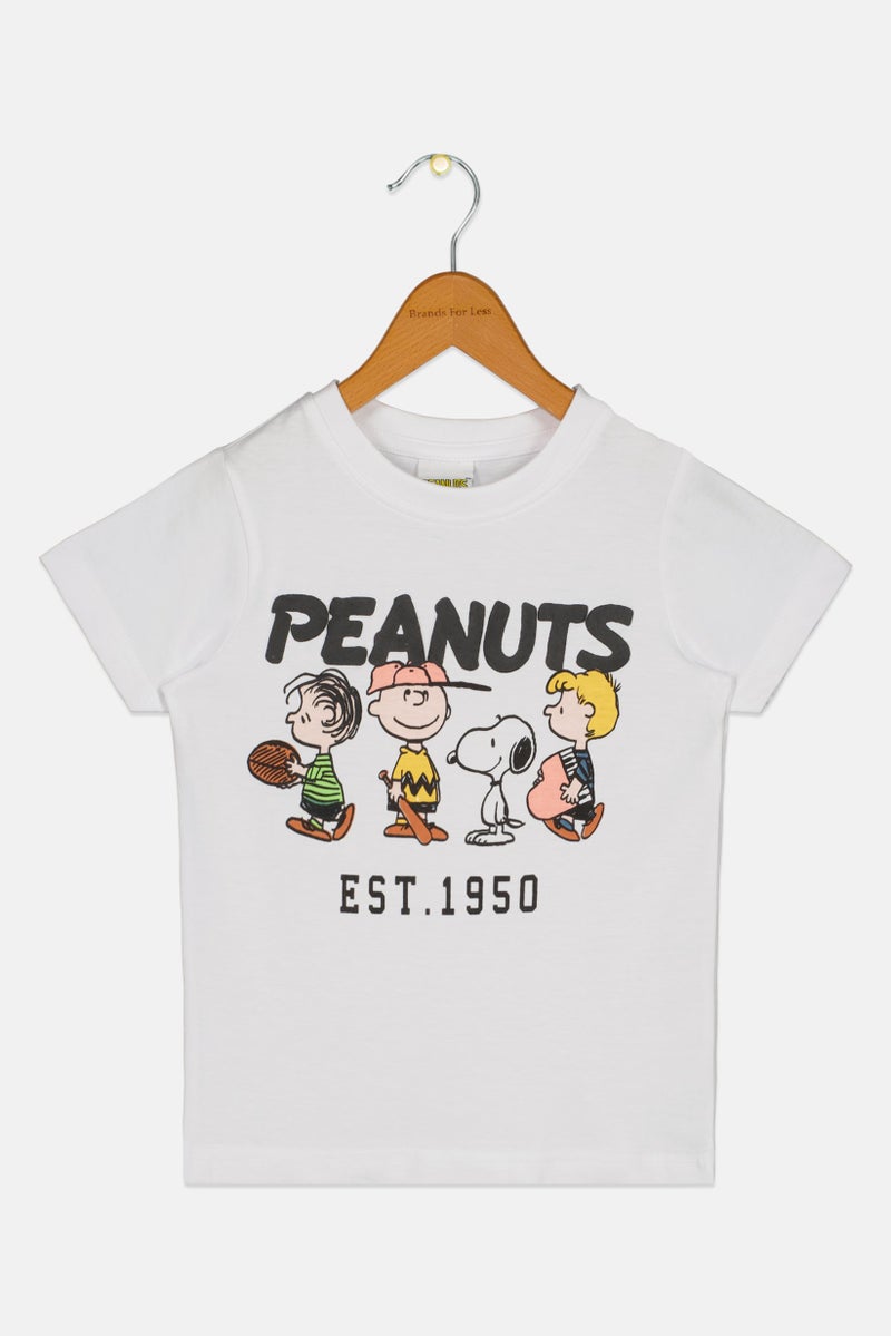 Peanuts Toddlers Boy Graphic Print Short Sleeve Top, White - Image 3