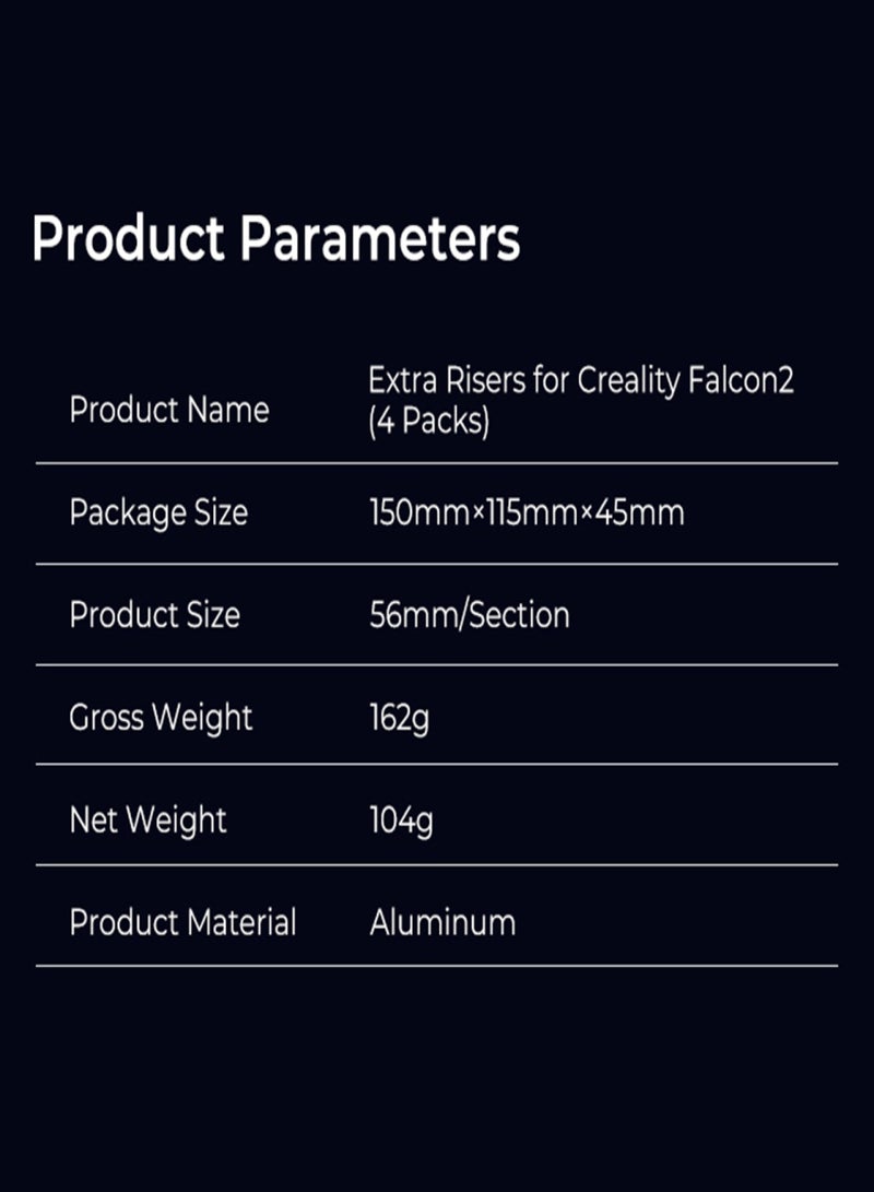 Creality 4pcs Falcon 2 Extra Risers Aluminum Heighten for Cutter and Engraver Machine 56mm Height/Each - Image 5