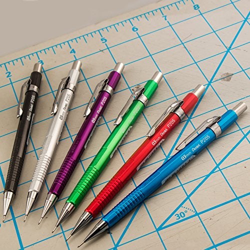 Pentel قلم رصاص ميكانيكي بنتل شارب، (0.5 مم)، براميل معدنية، ألوان متنوعة، عبوة من 2 (P205MBP2M) - Image 4