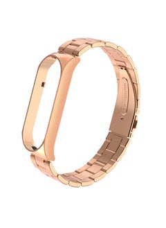 Metal Strap For XiaomiBand 6 5 Milanese Loop Three-bead Stainless Steel Mesh Strap Compatible For Xiaomi34 Smart Bracelet-Color:Three Beads-rose Gold-Specifications:Mi Band 3/4 Universal