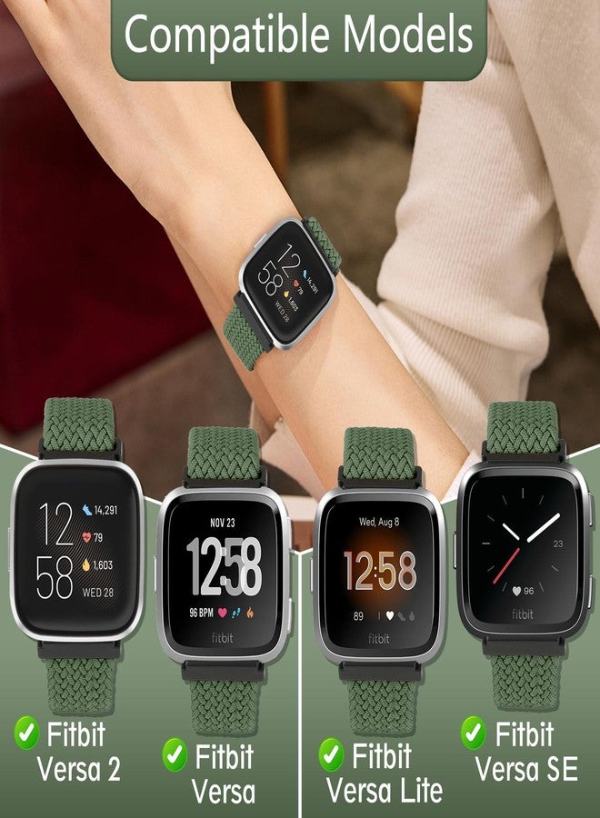TumpCez Elastic Band for Fitbit Versa 2/Versa Lite/Versa SE Bands for Women Men, Braided Stretchy Straps Nylon Sport Wristband for Fitbit Versa - Image 2
