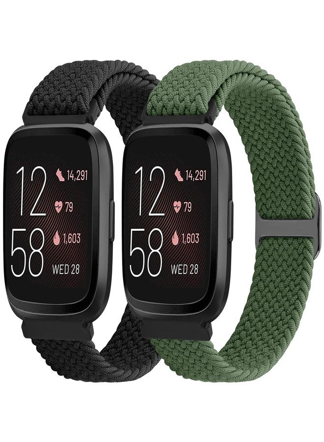 TumpCez Elastic Band for Fitbit Versa 2/Versa Lite/Versa SE Bands for Women Men, Braided Stretchy Straps Nylon Sport Wristband for Fitbit Versa - Image 1
