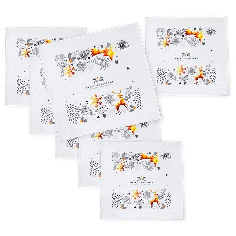 Khakee 6 Pcs Christmas Theme Silk Table Napkins 10x 10 for Xmas Decoration Christmas OrnamentsChristmas Giftxmas21149 - Image 1
