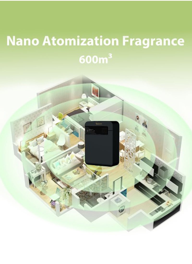 Bakhory - Smart Essential Oil Scent Diffuser With Adjustable Flow with auto Shut Off Future, for Home, Restaurant, Gym, Black - Image 1