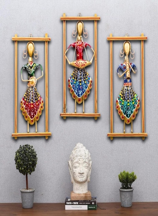 RHEA STORE – Metal Decorative Wall Frame - Set of 3, Rajasthani Musician Design, Home Decoration for Living Room, Bedroom & Office, Traditional Decor, Gift Item for Festive Occasions - Image 2