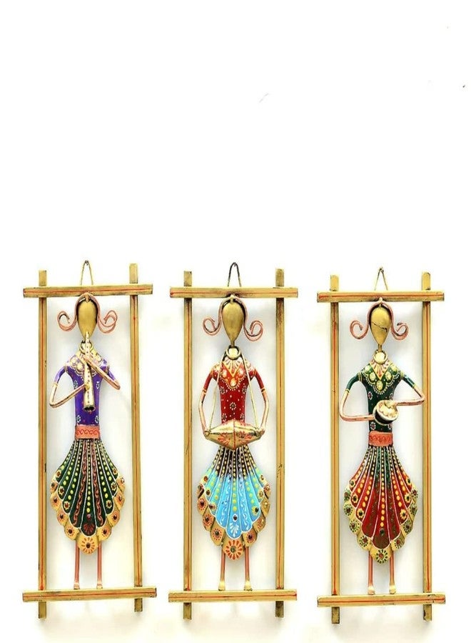 RHEA STORE – Metal Decorative Wall Frame - Set of 3, Rajasthani Musician Design, Home Decoration for Living Room, Bedroom & Office, Traditional Decor, Gift Item for Festive Occasions - Image 4