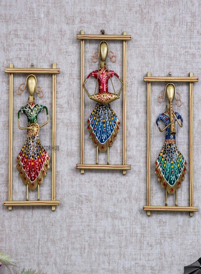 RHEA STORE – Metal Decorative Wall Frame - Set of 3, Rajasthani Musician Design, Home Decoration for Living Room, Bedroom & Office, Traditional Decor, Gift Item for Festive Occasions - Image 3